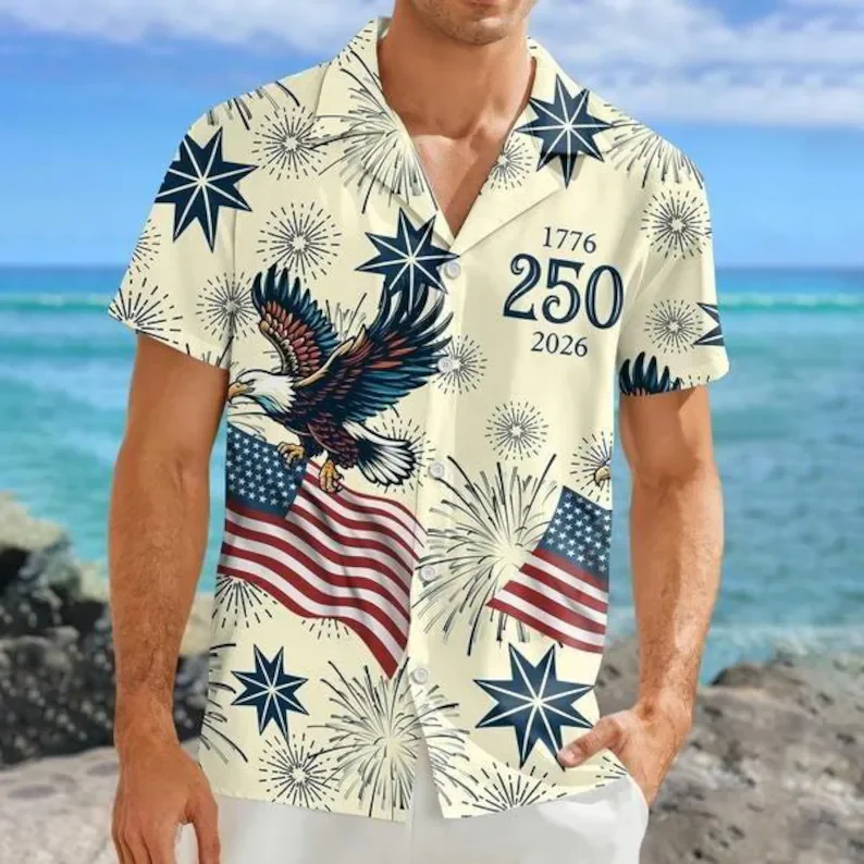 USA 250 Anniversary Eagle 1776-2026 Hawaii Shirt - GLOWUP