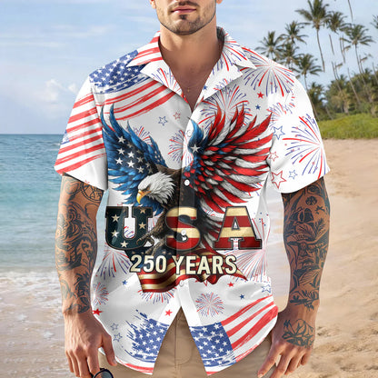 Patriotic Bald Eagle USA 250 Years Hawaii Shirt - BundleWear