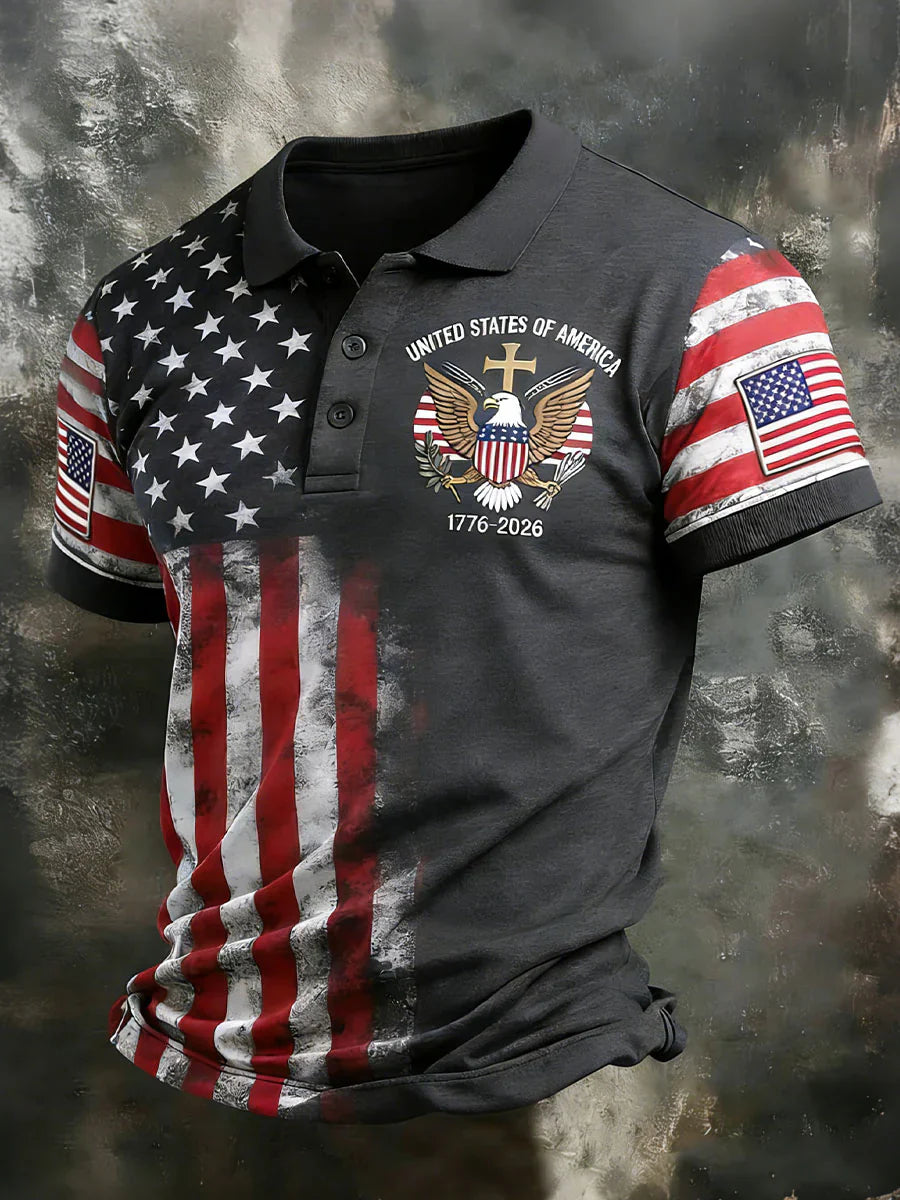 USA 250th Men's short-sleeved polo shirt ZM7014 - GLOWUP