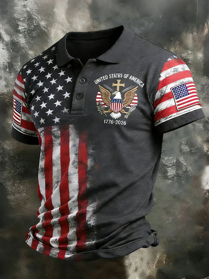 USA 250th Men's short-sleeved polo shirt ZM7014 - GLOWUP